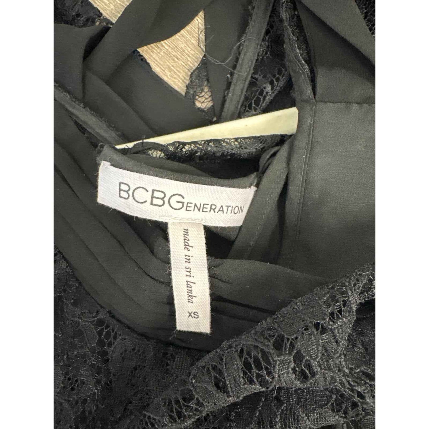 BCBG Max Azria Black Lace Sleeveless Peplum Top Sz S