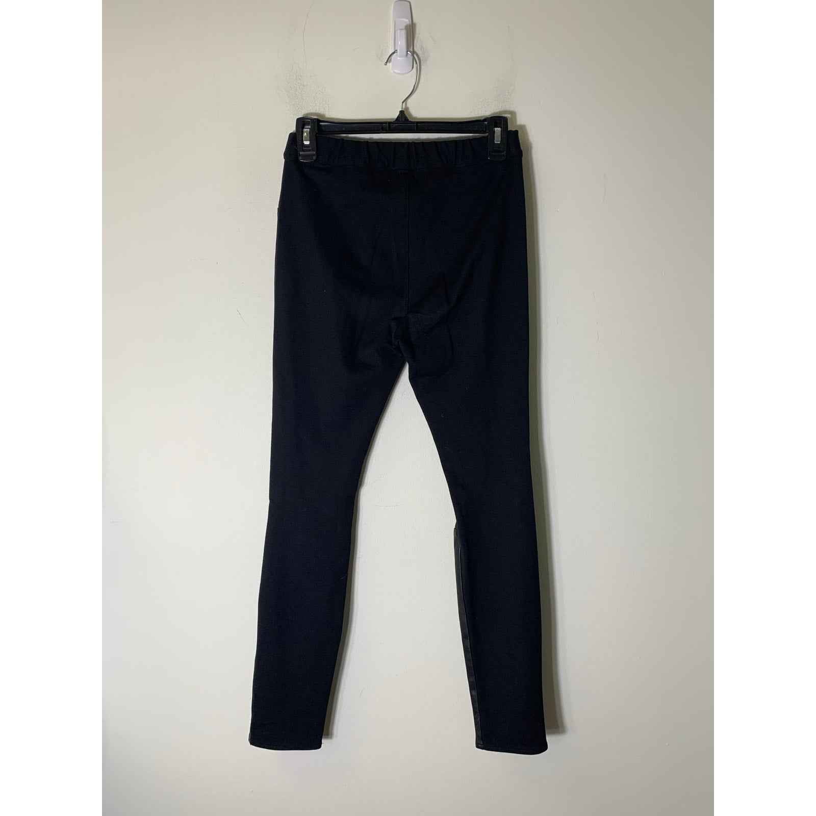 AS by DF Black Mixed Media Leather Pull On Pants Sz XS