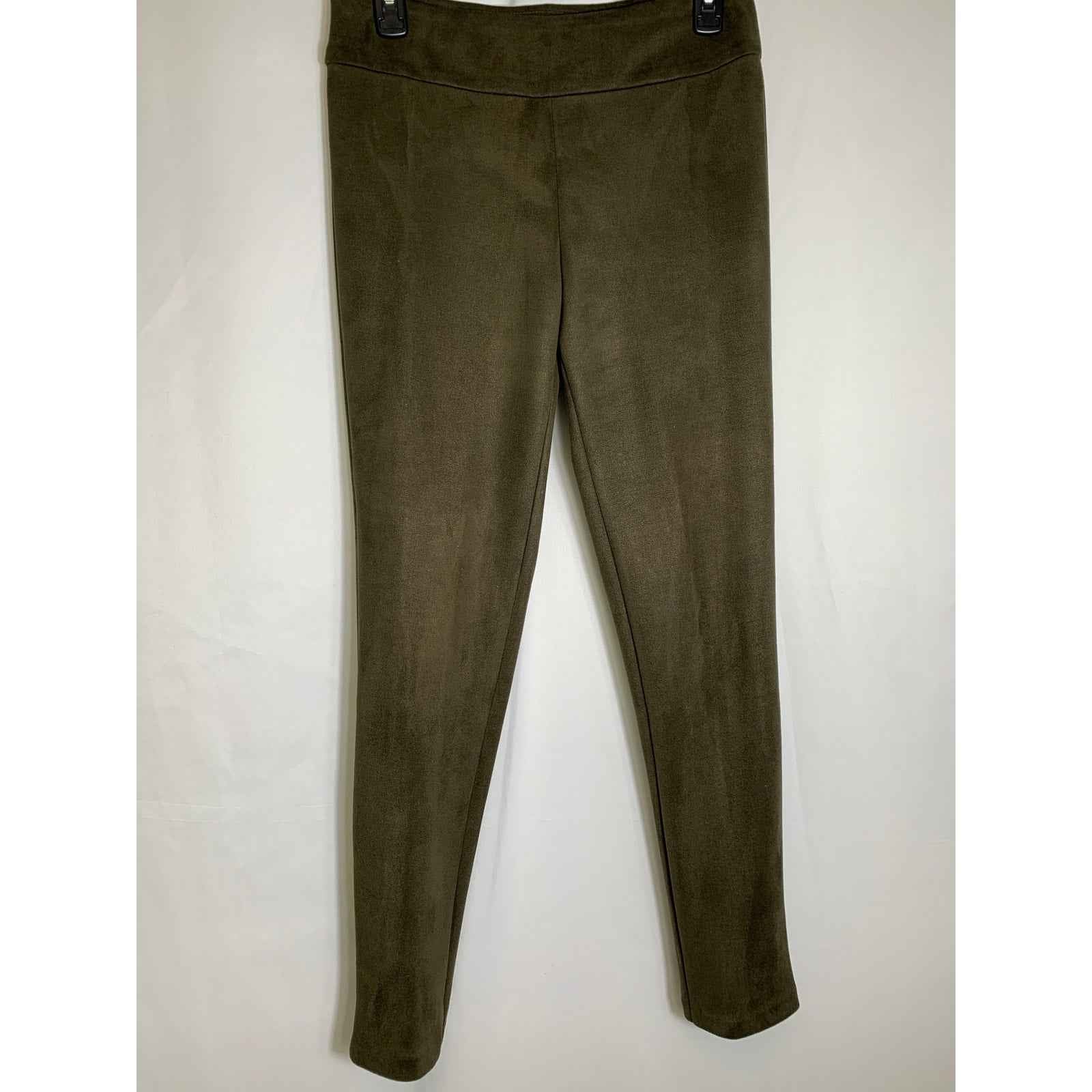 Krazy Larry Olive Green Faux Suede Leggings Sz 4