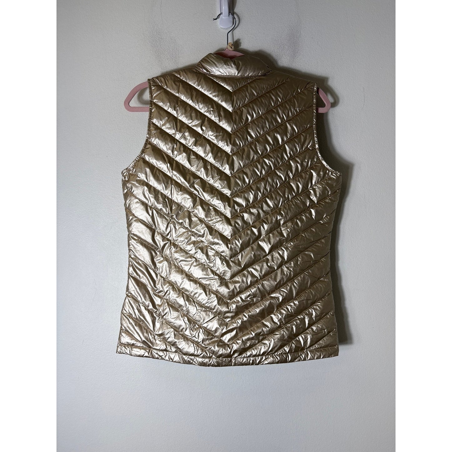 J. McLaughline Gold Metallic Puffer Vest Sz M