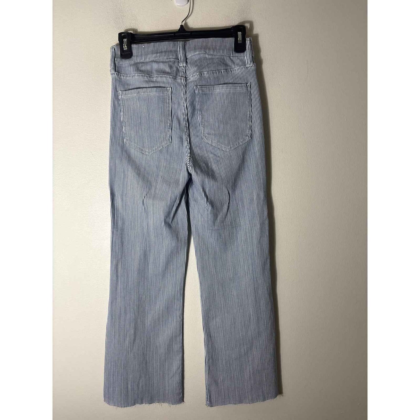 Liverpool Blue and White Pin Stripe "The Gia Glider Crop" Pants Sz 6/28