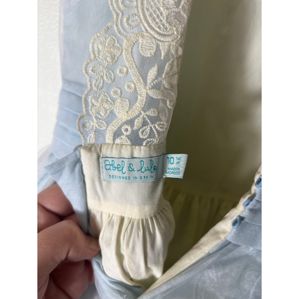 Girl's Abel and Lula Light Blue Sleeveless Embroidered Easter Dress Sz 10