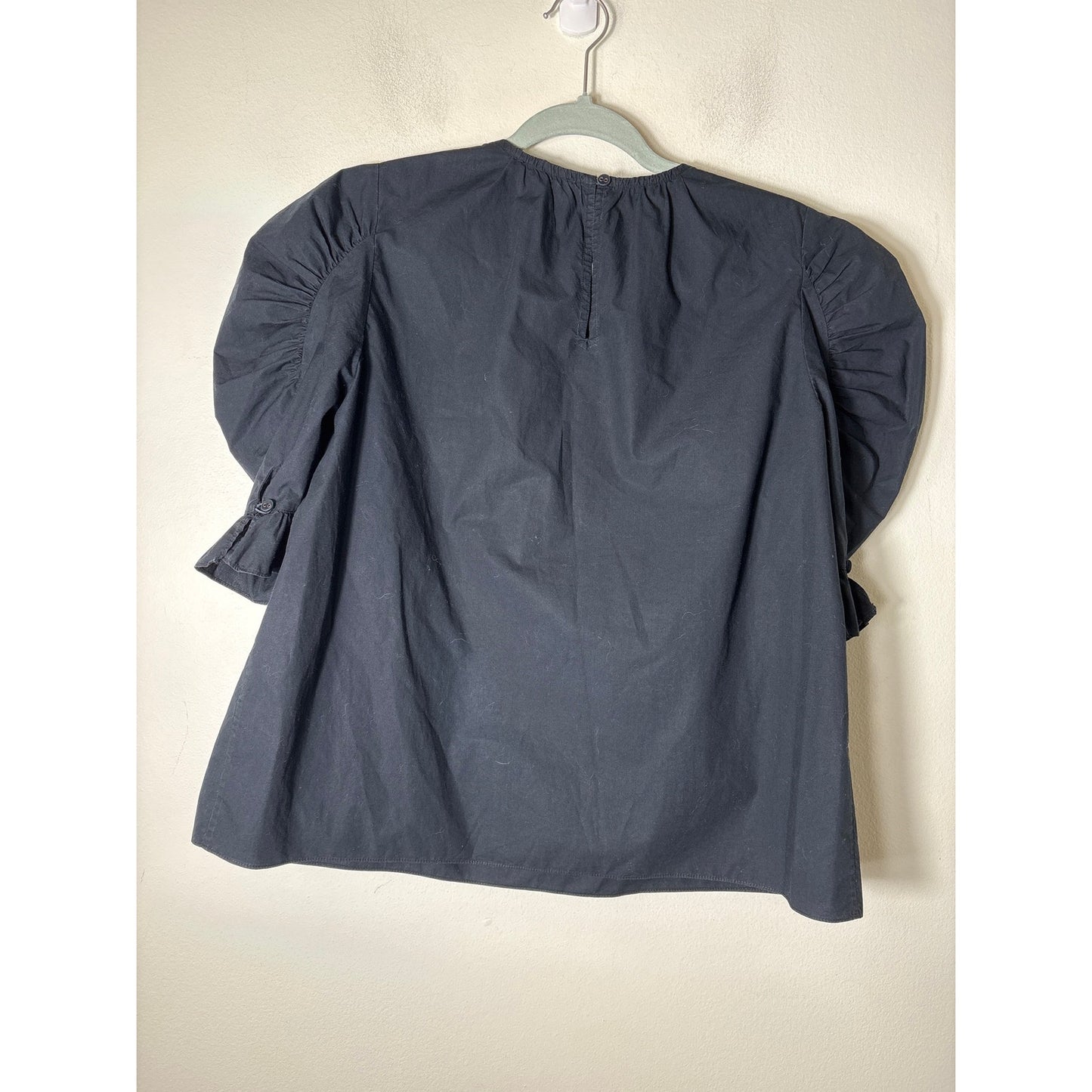 Ulla Johnson Black Half Puff Sleeve Cotton Shirt Sz 4