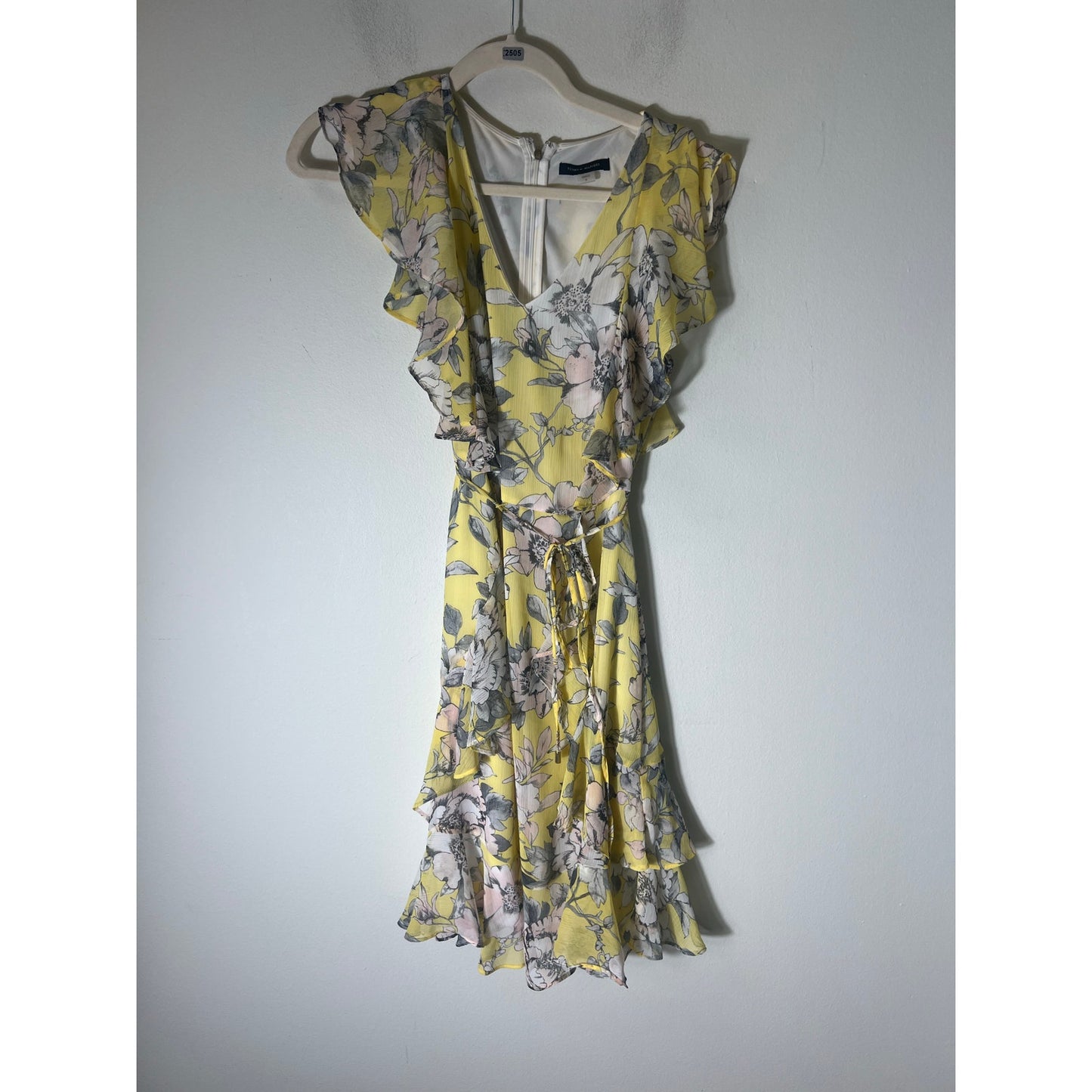 Tommy Hilfiger Yellow Floral Sleeveless Dress Sz 6