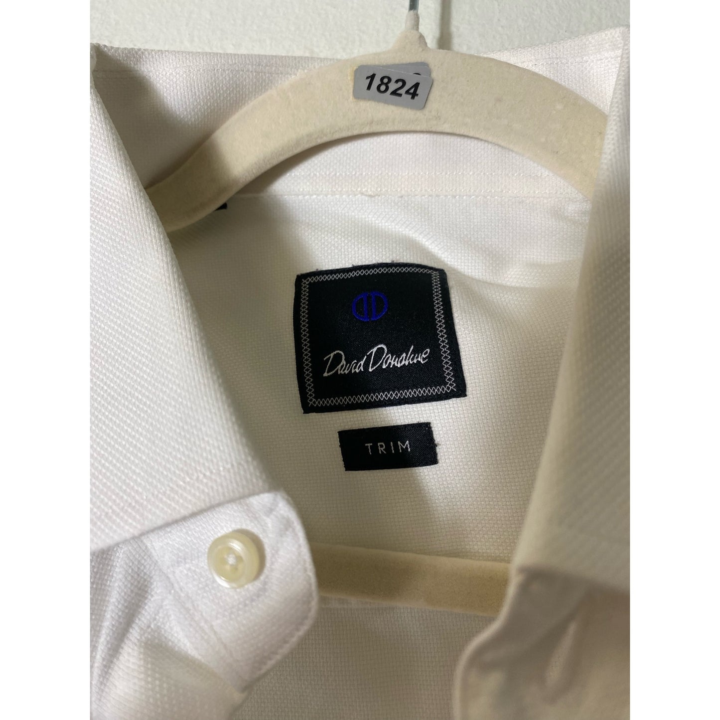 Men's David Donaho White Button Down Dress Shirt Sz 16.5/35/35 Trim
