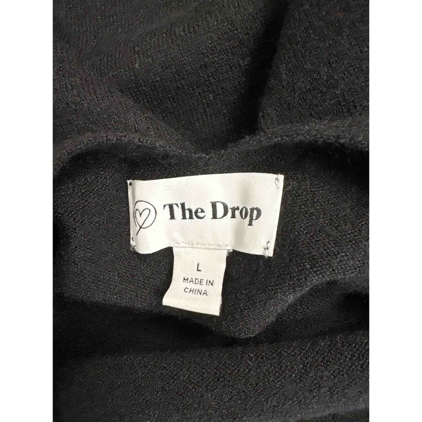 The Drop Black Long Sleeve Mock Neck V-Back Sweater Sz L