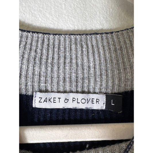 Zaket Plover Navy and Gray Ripped Sweater Sz L
