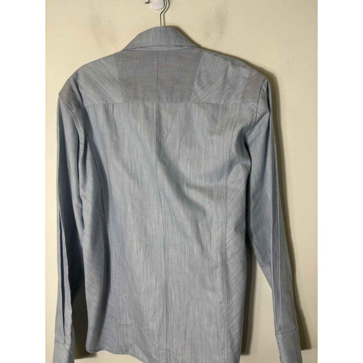 Men's Dime City Brushed Blue Long Sleeve Button Up Shirt Sz L