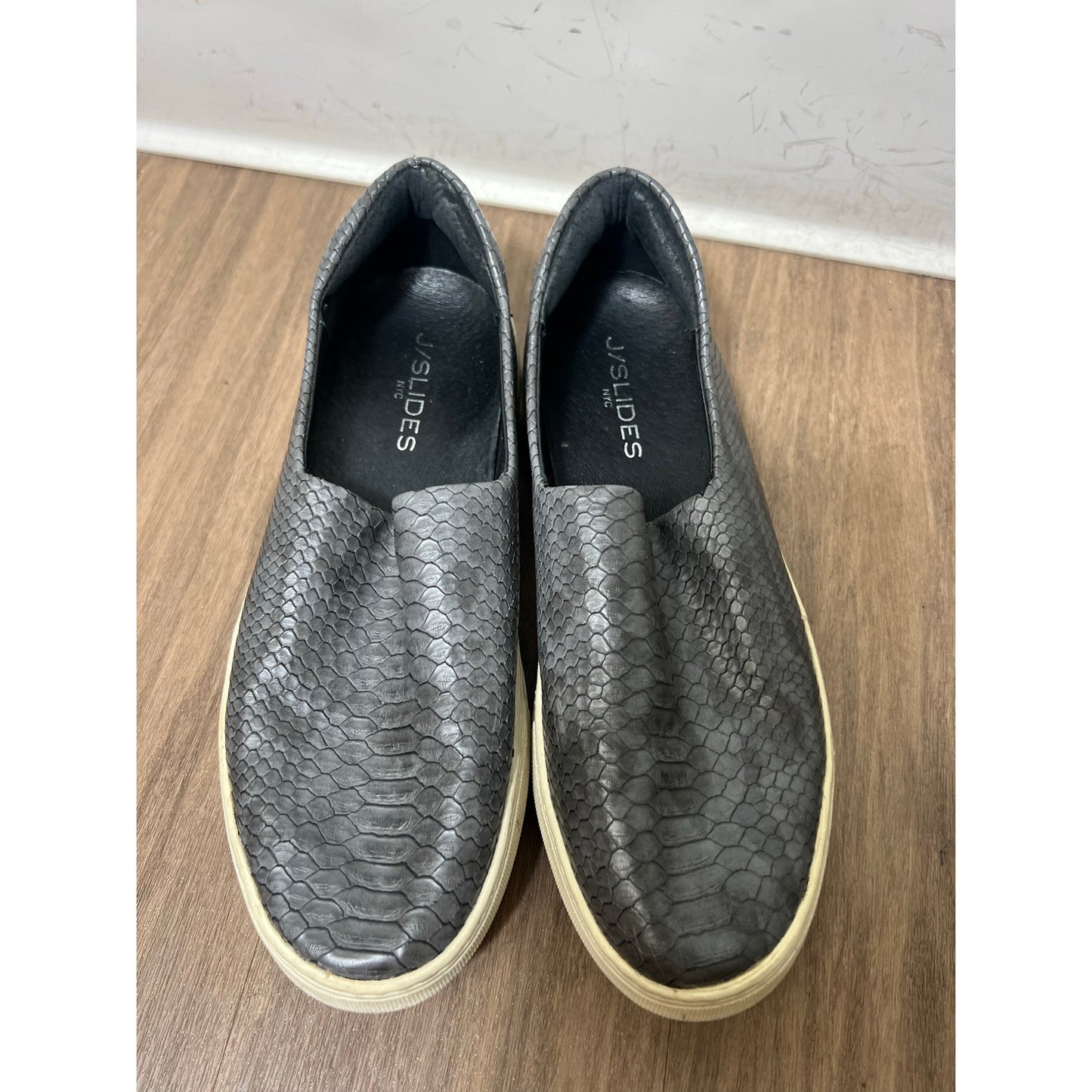 J/Slides Gray Snake Skin Slip On Sneakers Sz 7.5