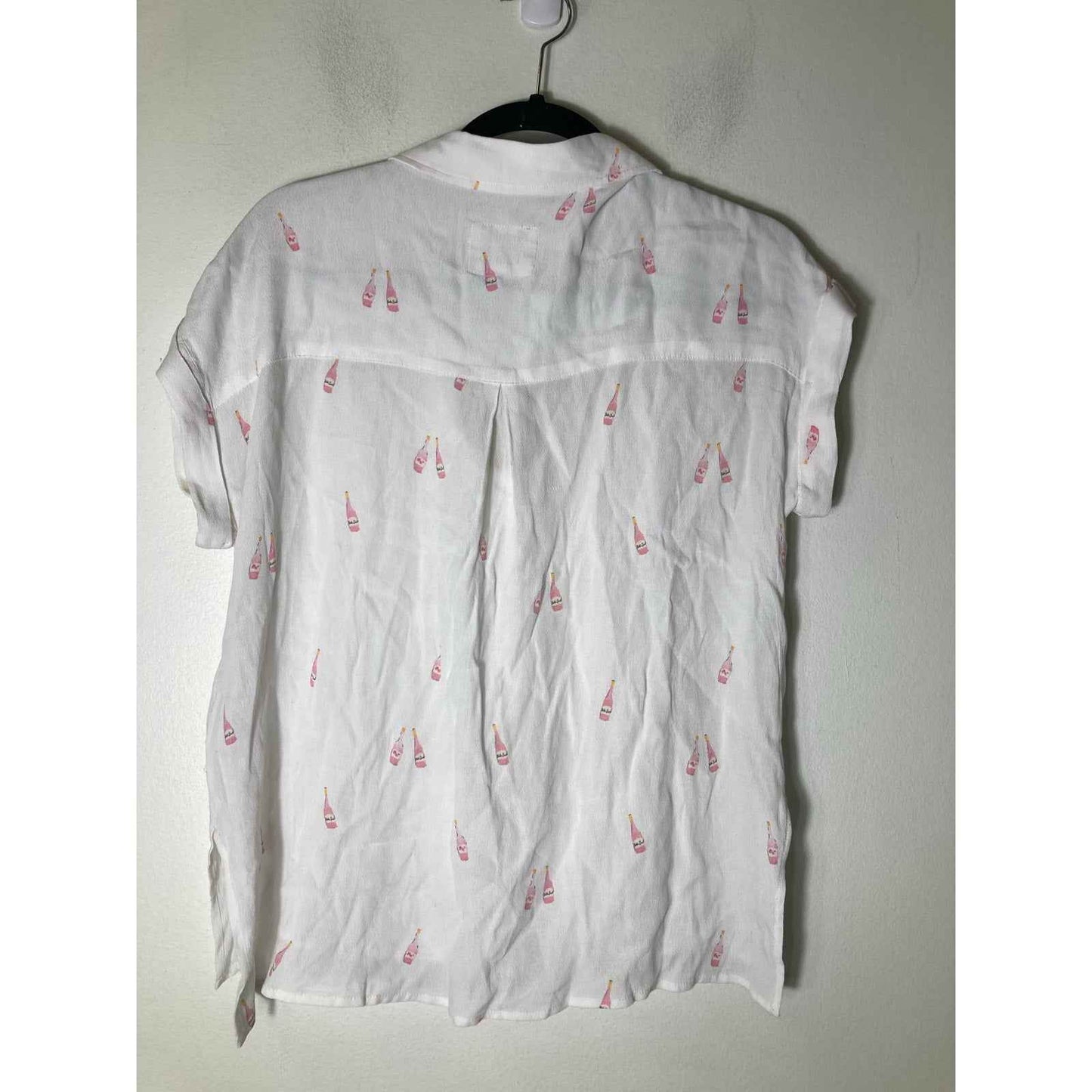 Rails White Pink Champagne Cap Sleeve Button Up Shirt Sz S