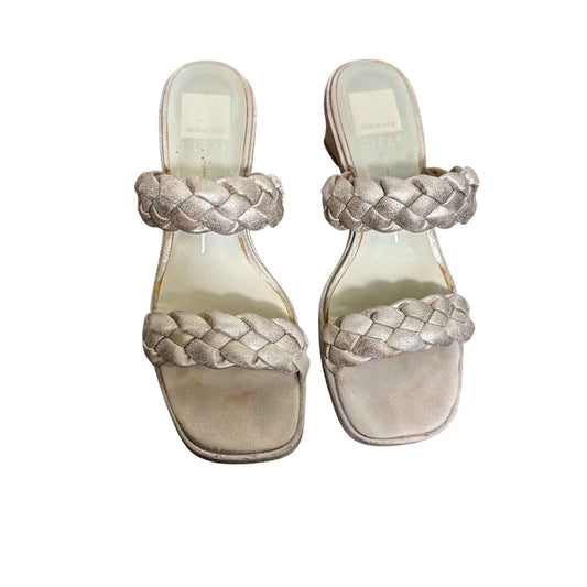 Dolce Vita Braided Matte Gold Chunky Heel Sandals Sz 7.5