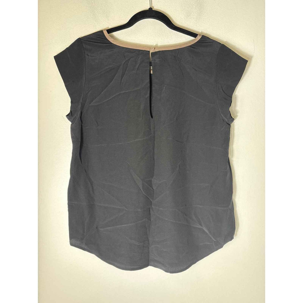 Joie Black Cap Sleeve Silk Front Pocket Shirt Sz M