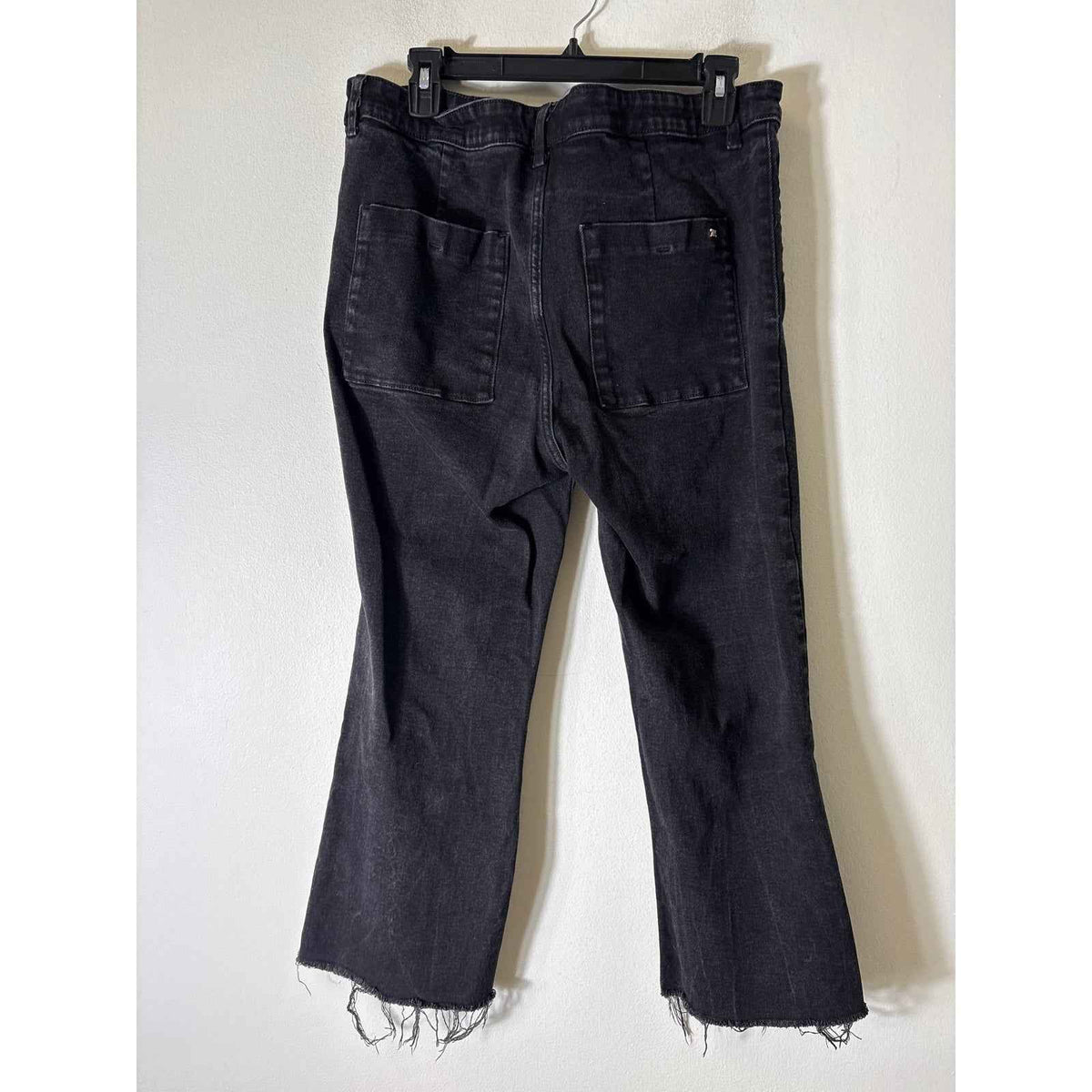 Zara Black Frayed Hemline HIgh Waisted Jeans Sz 14