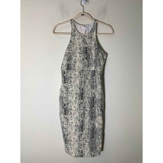 Likely Black White Snake Print Sleeveless Midi Sheath Dress Sz 4
