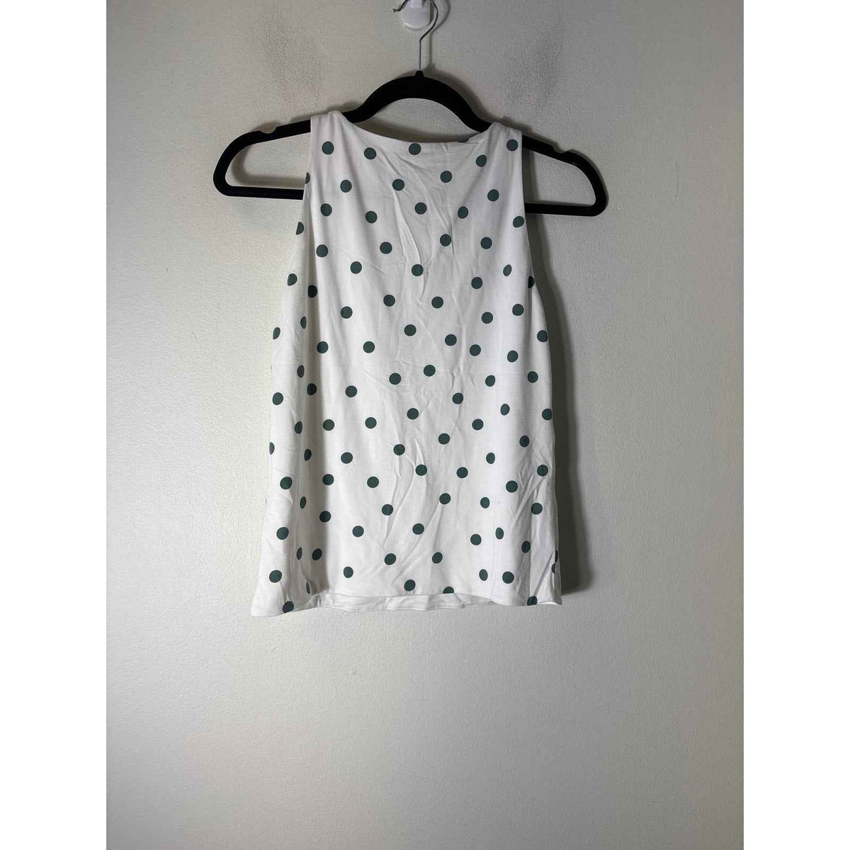 Ann Taylor White and Green Polka Dot Tank Sz S