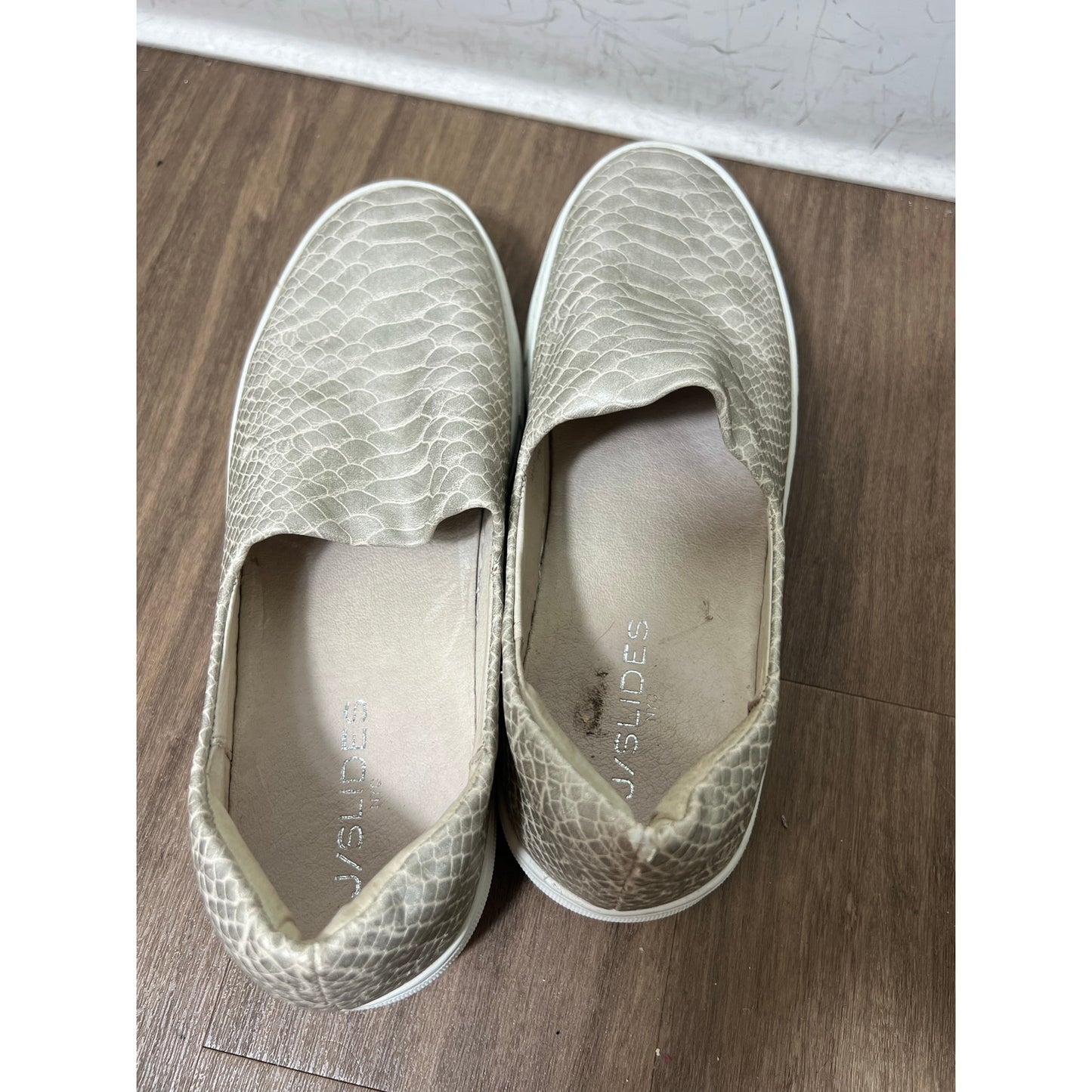 J/Slides Gold Snake Skin Slip On Sneakers Sz 7.5