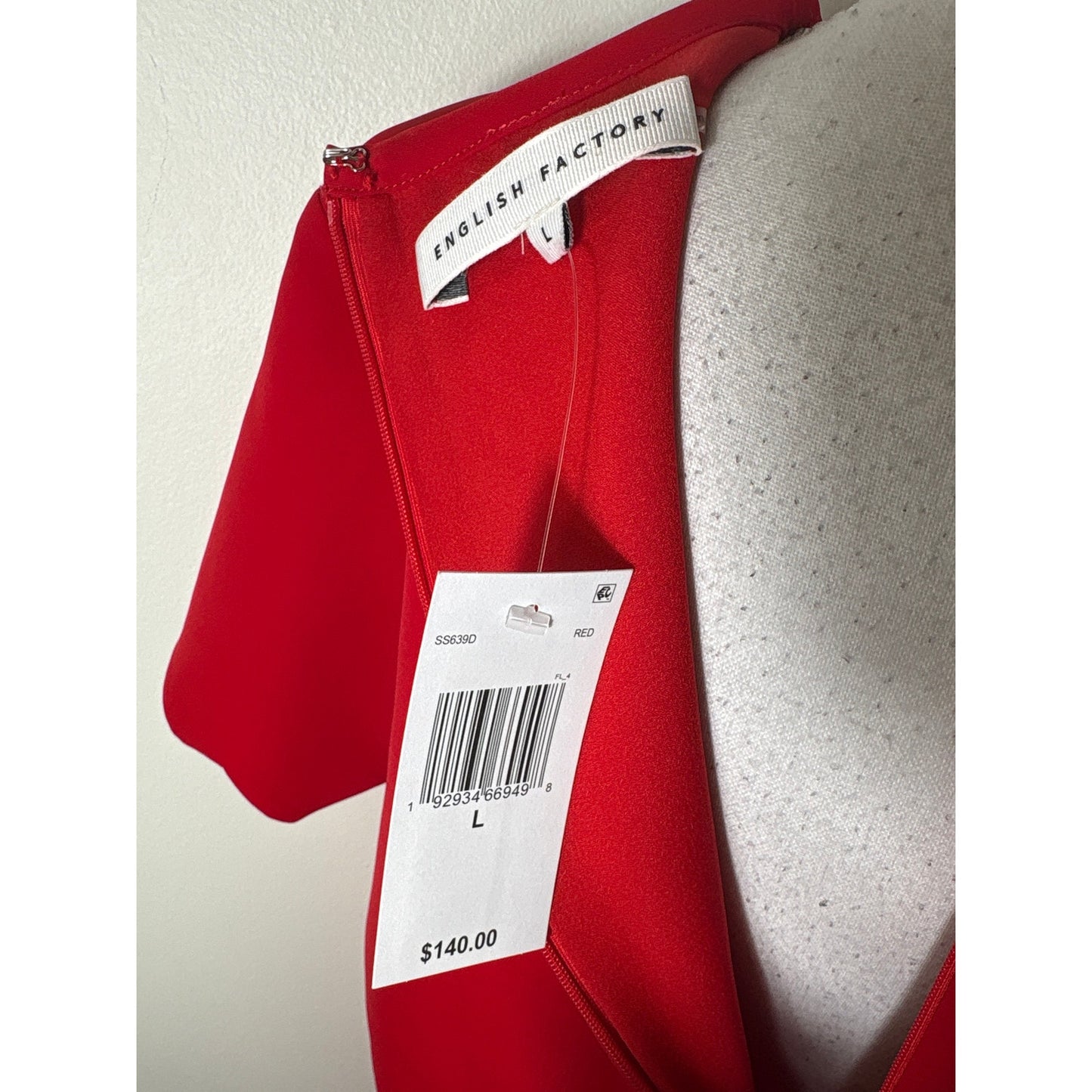 NWT English Factory Classic Red Short Sleeve Knee Length Dress Sz L