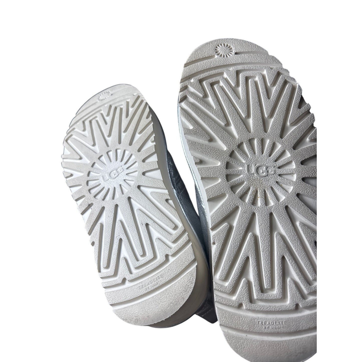 Ugg Metallic Silver Platform Fur Lined Platform Boots Sz 8