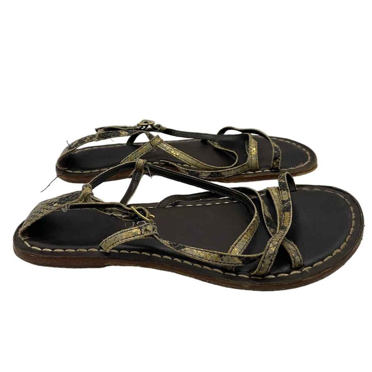 Bernardo Gold Snake Skin Strappy Flat Sandals Sz 8