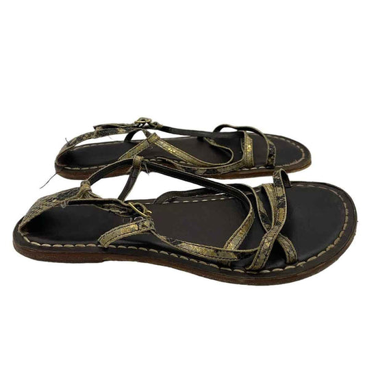 Bernardo Gold Snake Skin Strappy Flat Sandals Sz 8