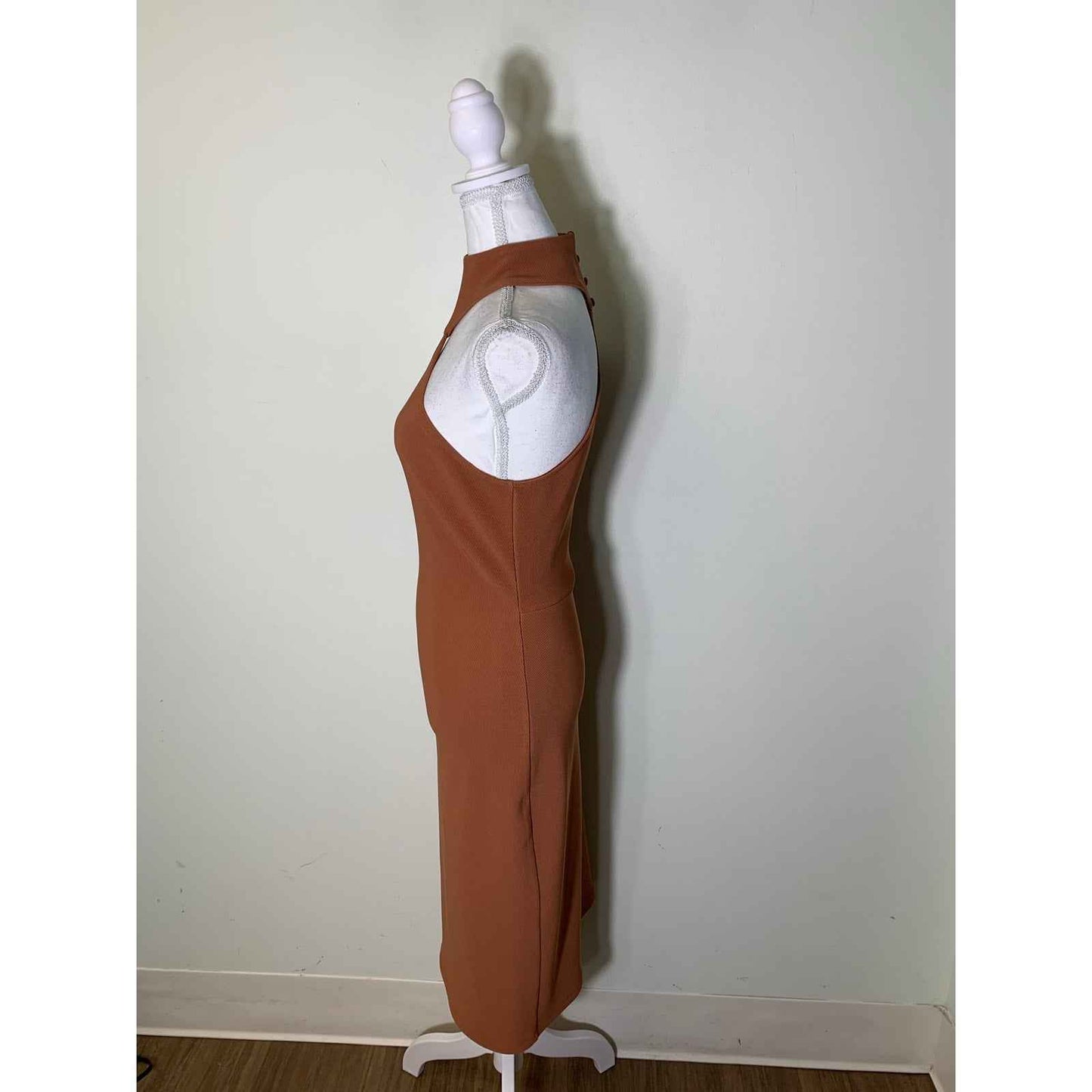 LPA Rusty Brown Sleeveless Bodycon Ribbed Midi Dress Sz S