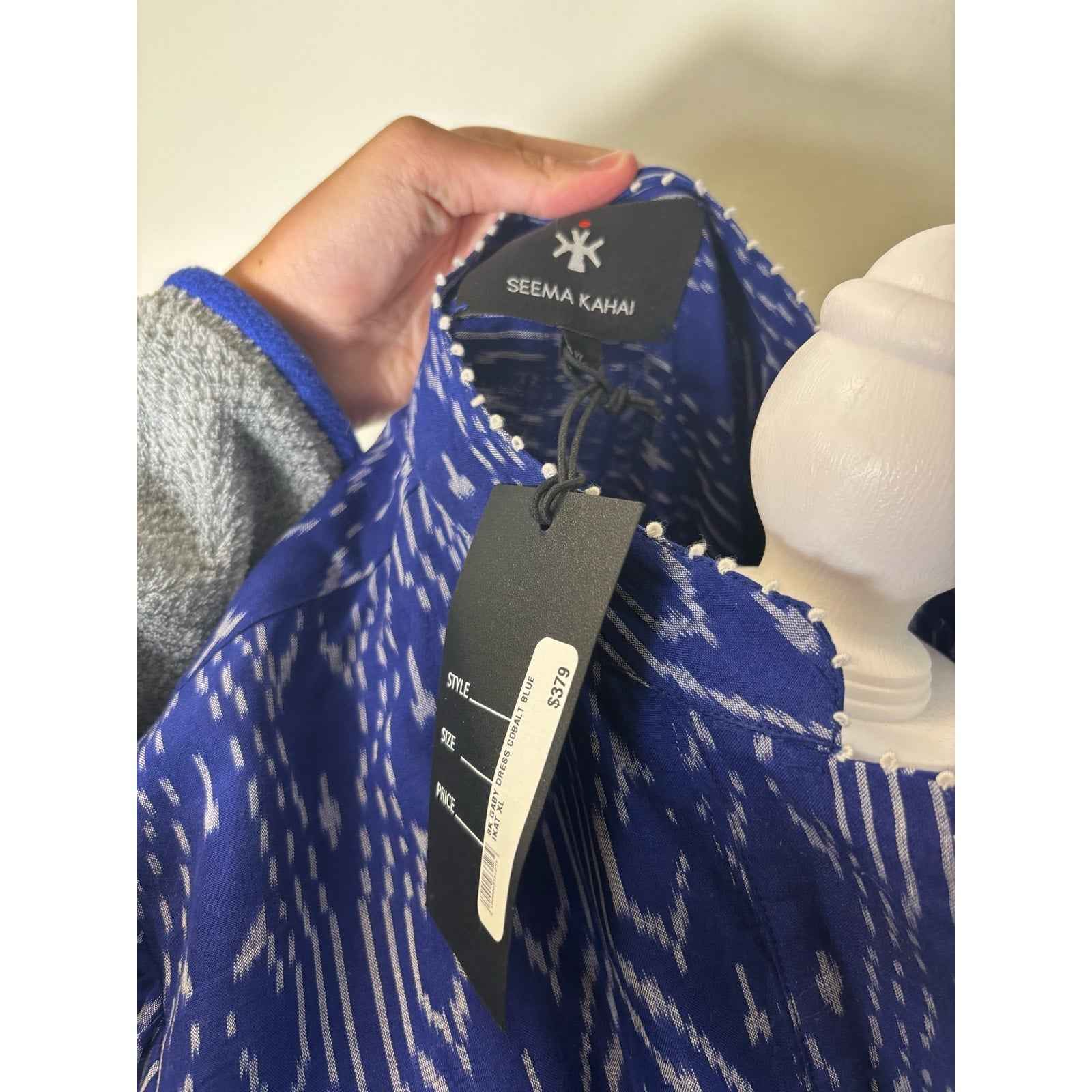 NWT Seema Kahai Ikat Cobalt Blue Dress Sz XL