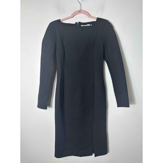 MM Lafleur Black Long Sleeve Midi Sheath Dress Sz 2