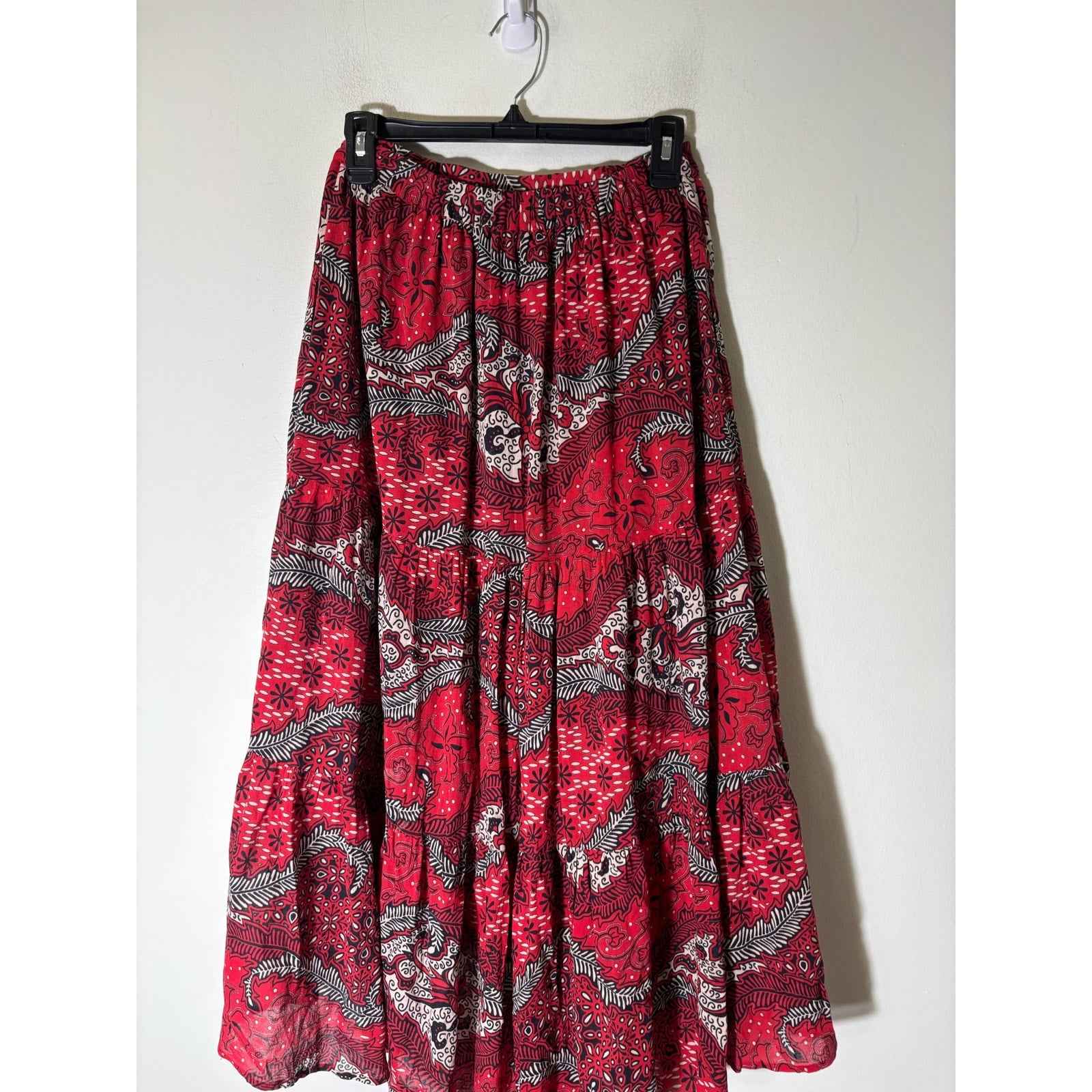 Xirena Red and Navy Maxi Skirt Sz S