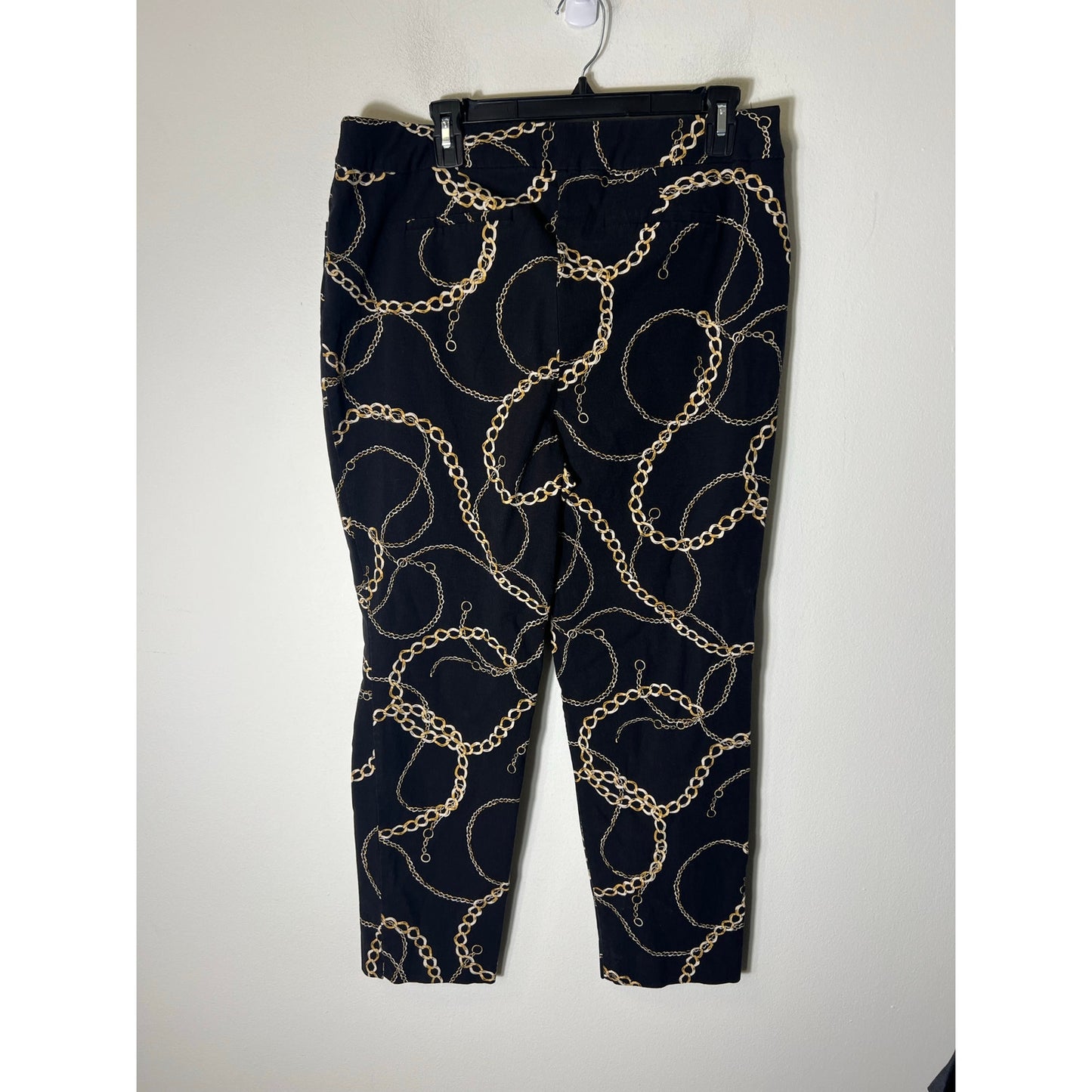 Chico's Black Gold Chain Pull On Ankle Pants Sz 14R