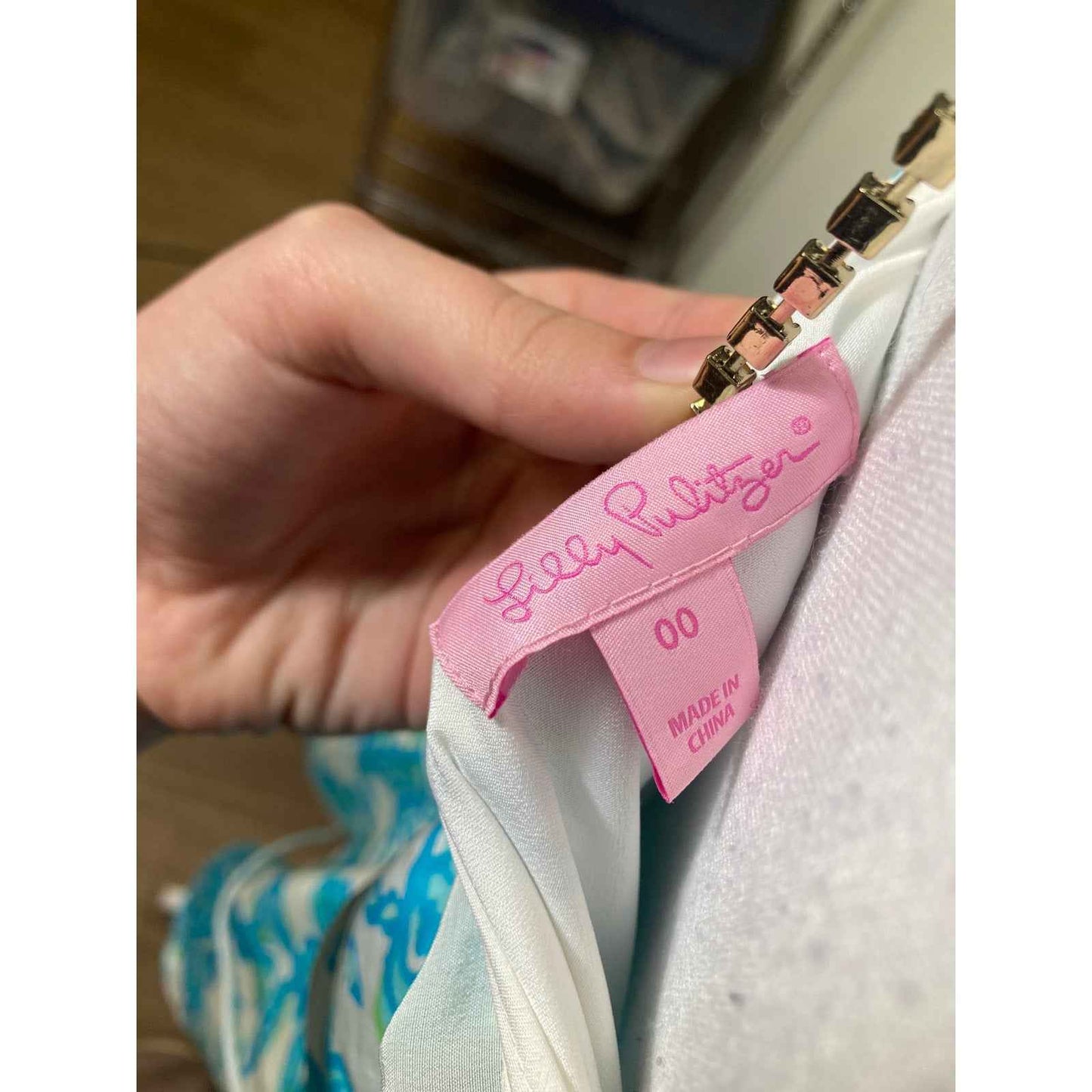 Lilly Pulitzer Blue Green Flowy Mini Dress with Ruffled Top Sz 00