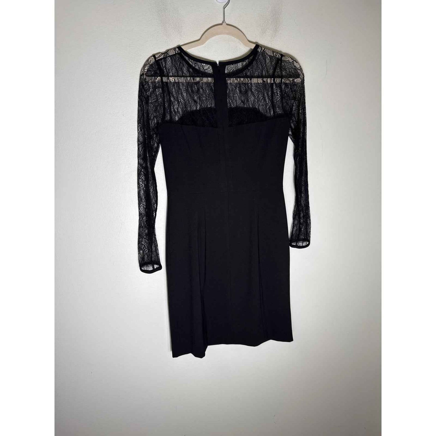 Shoshanna Black Lace Long Sleeve Knee Length Cocktail Dress Sz 2