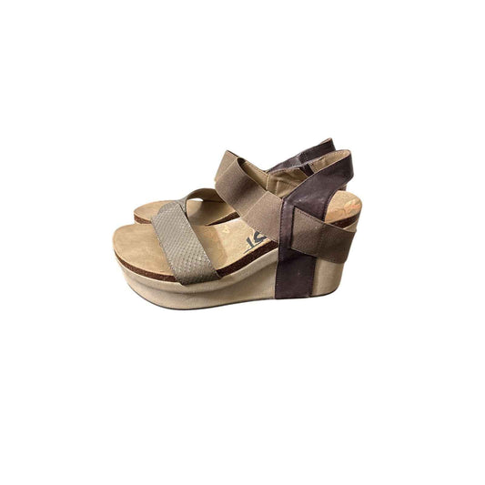 OTBT Brown Leather Wedge Strap Sandals Sz 8