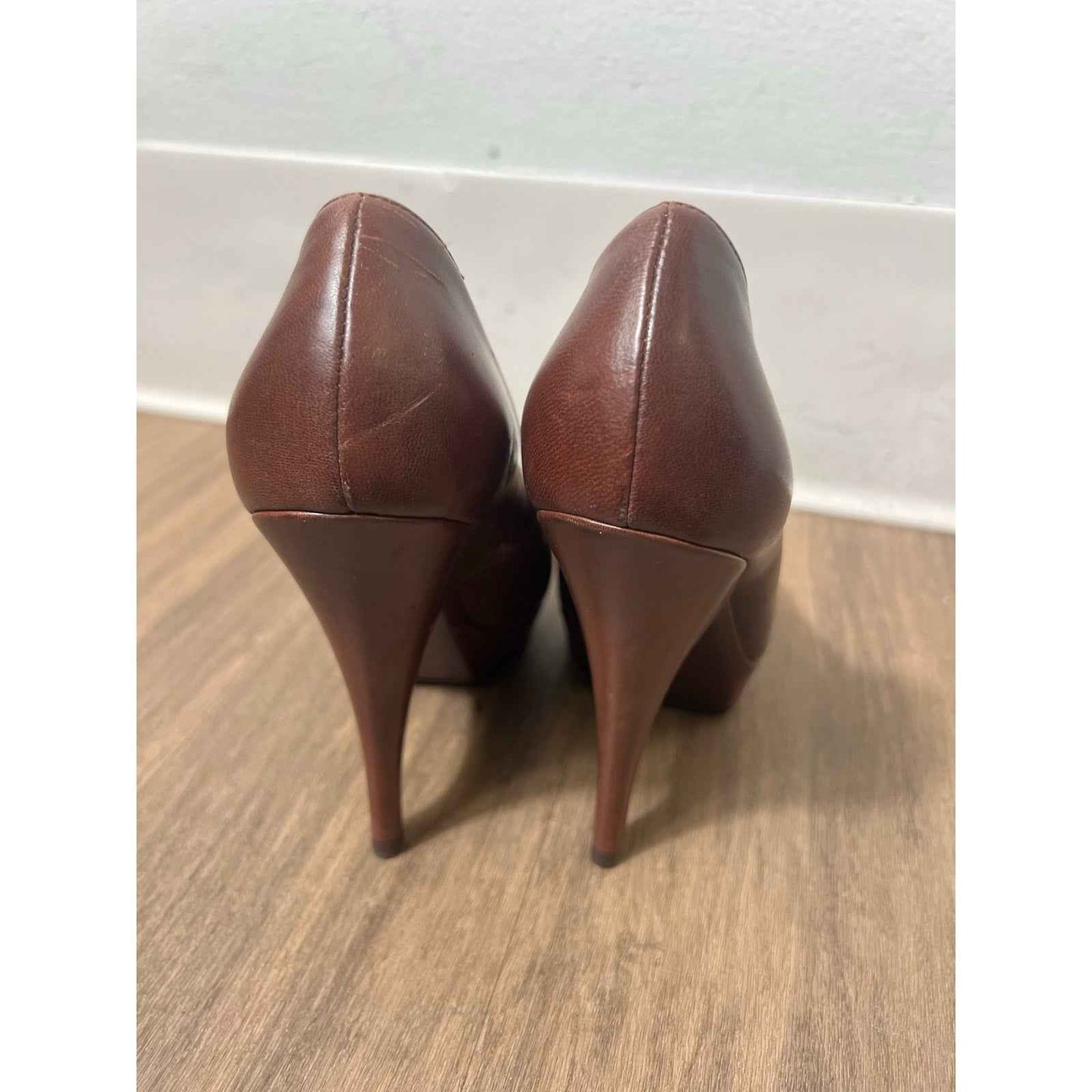 YSL Brown Leather Heels Sz 36.5