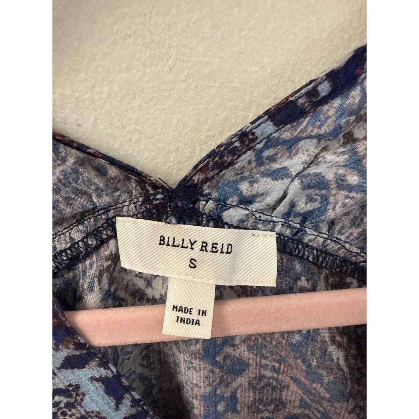 Billy Reid Blue Cap Sleeve Button Up V-Neck Shirt Sz S