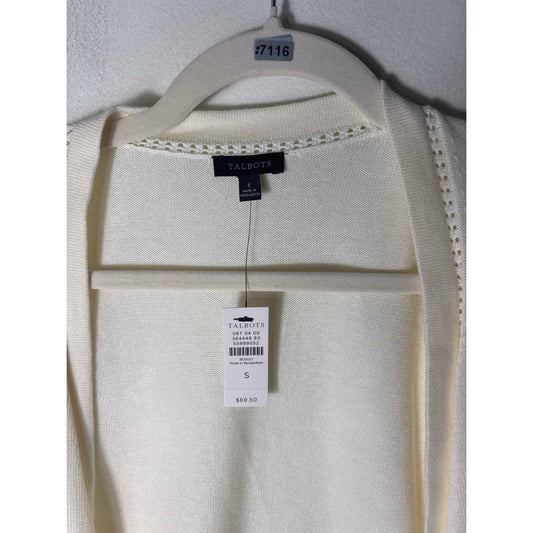 NWT Talbots Cream Open Cropped Cardigan Sz S
