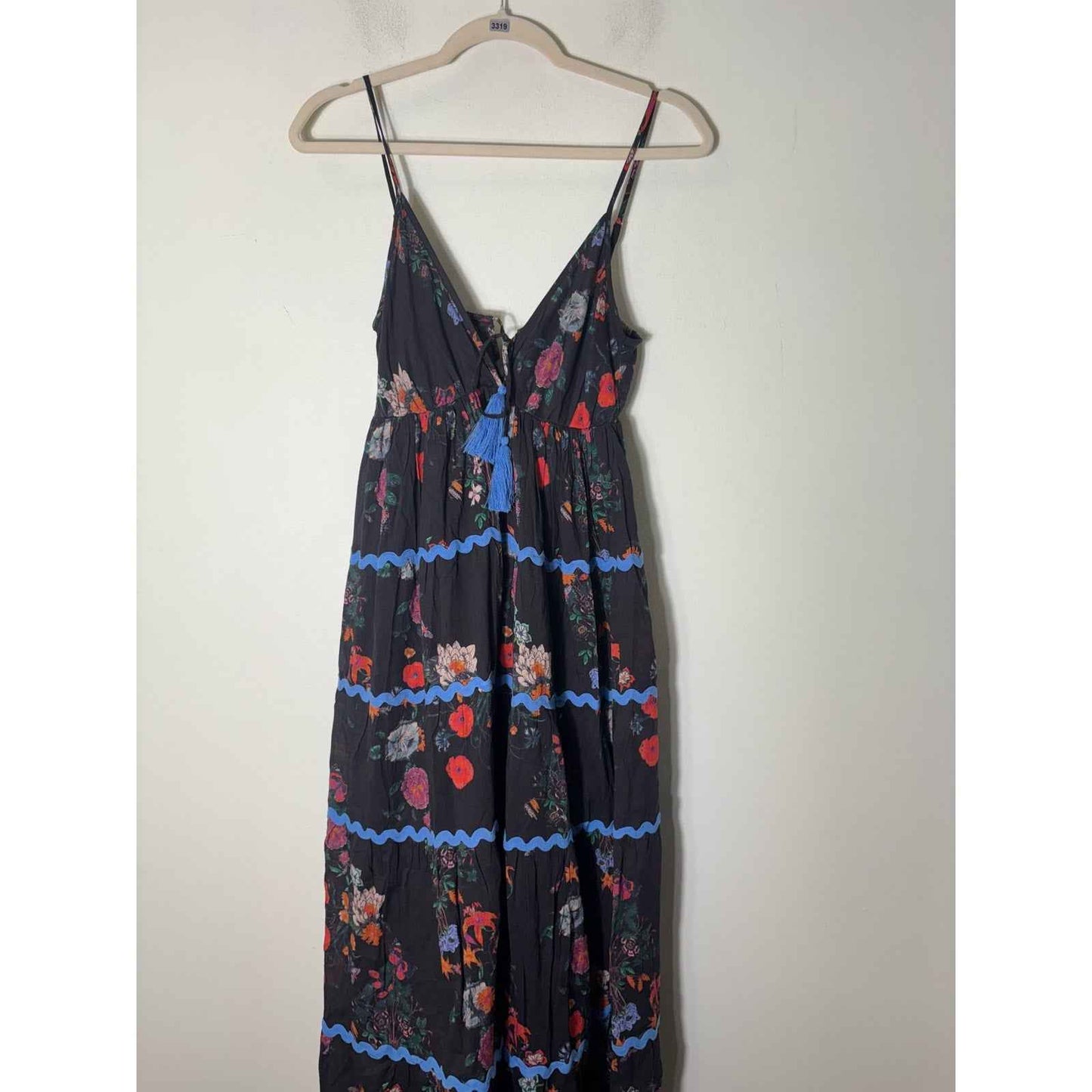 Ro's Garden Black Floral Cotton Summer Maxi Dress Sz XS