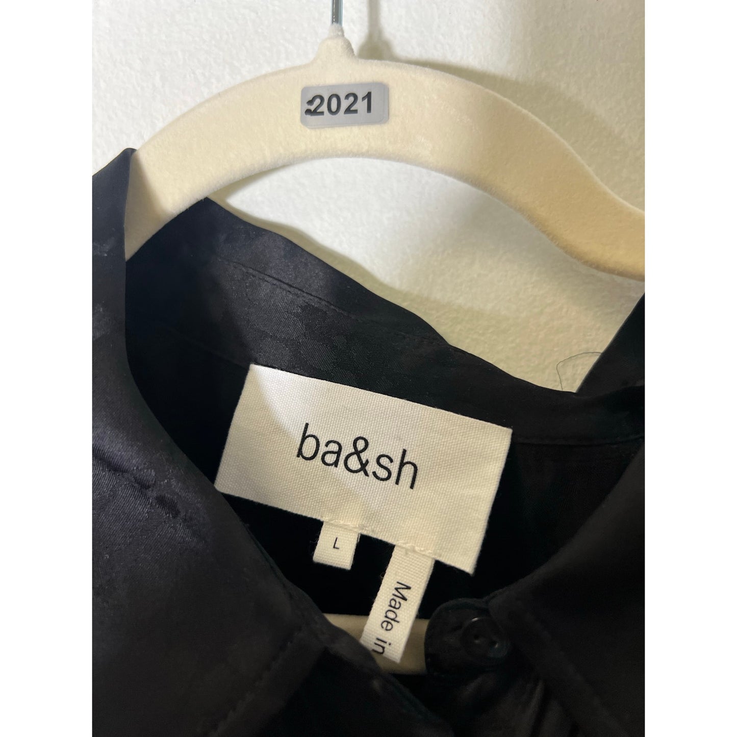 Ba&sh Black Silky Button Up Long Sleeve Blouse Sz 8