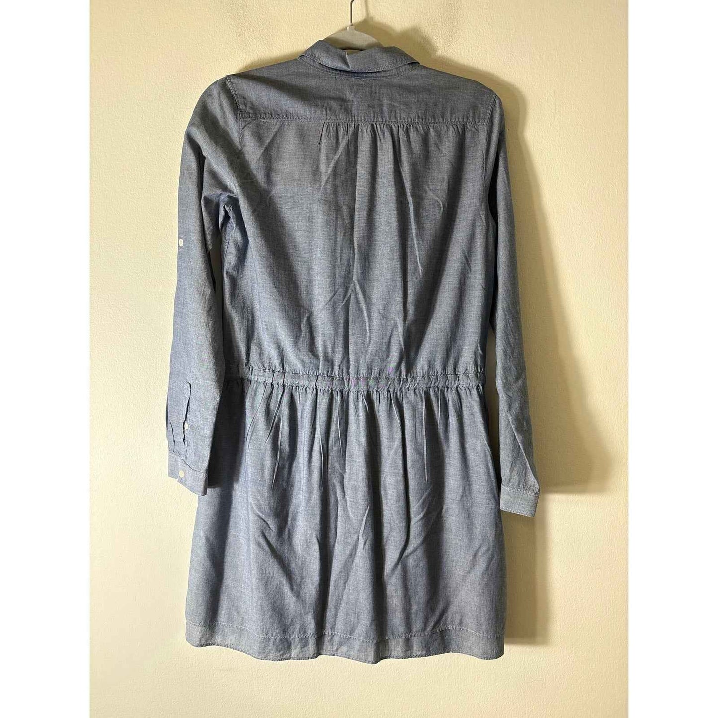 Gap Chambray Button Up Drawstring Mini Dress Sz XS