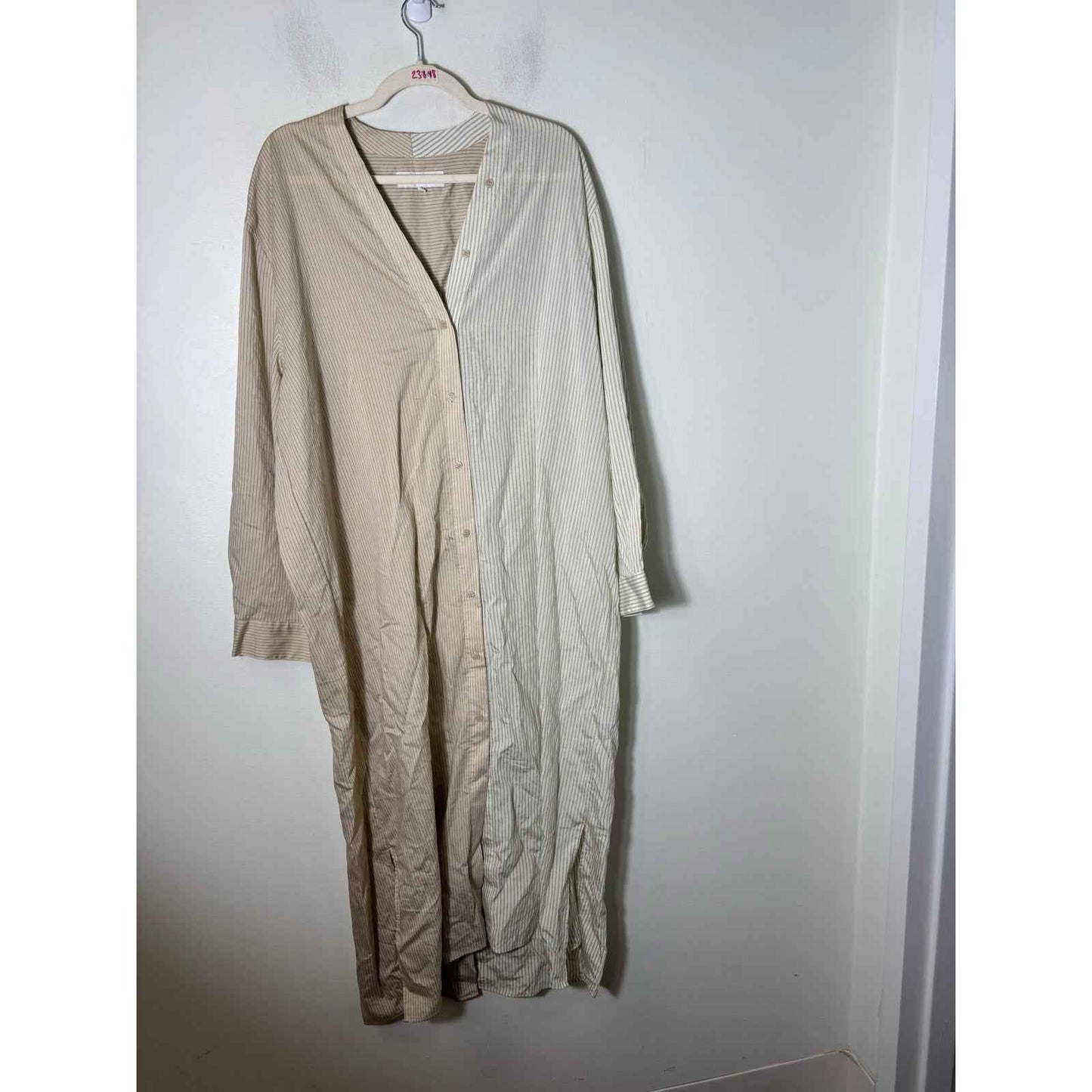 Zara Tan Striped Shirt Dress Sz XL