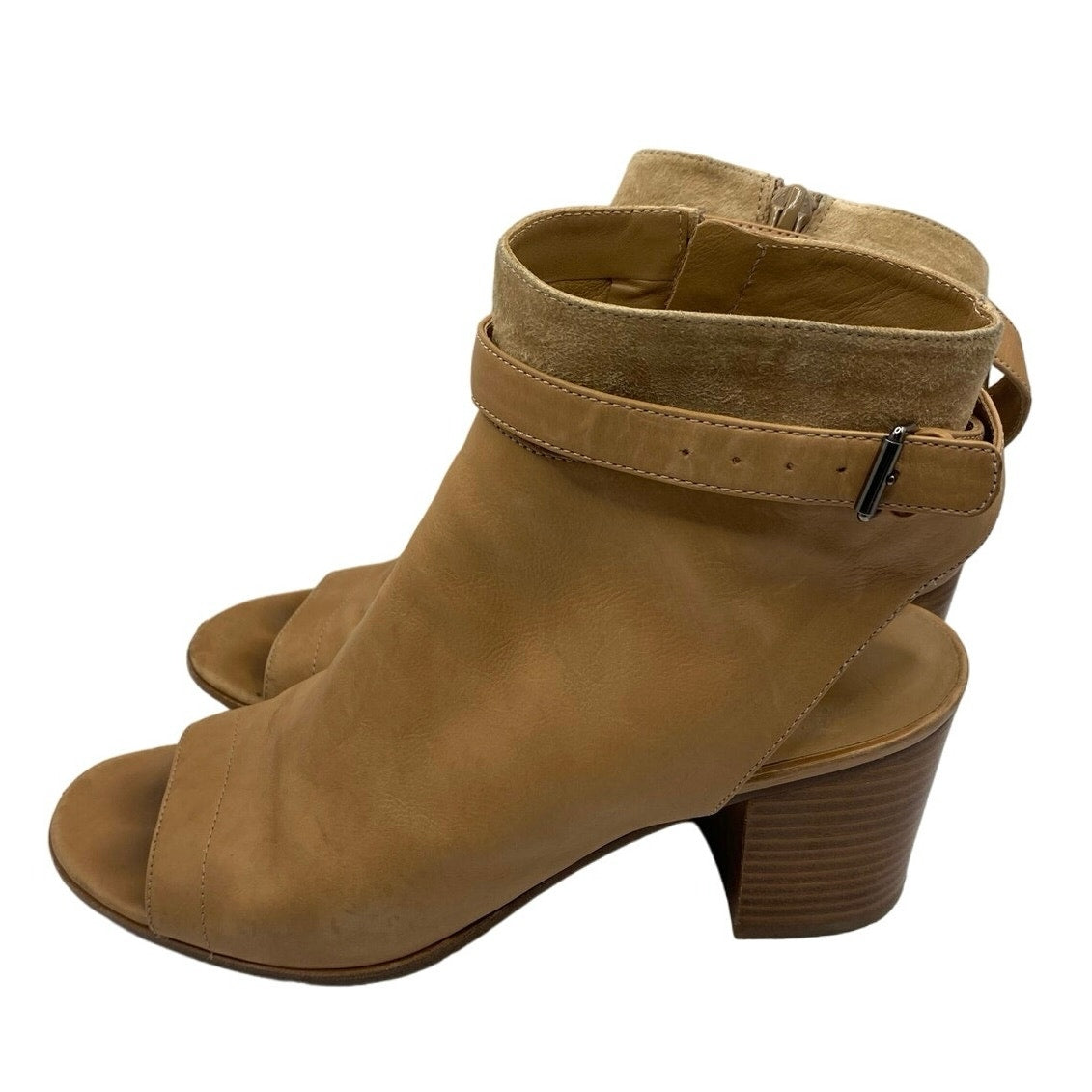 Vince Tan Leather and Suede Open Toed Shooties Sz 9