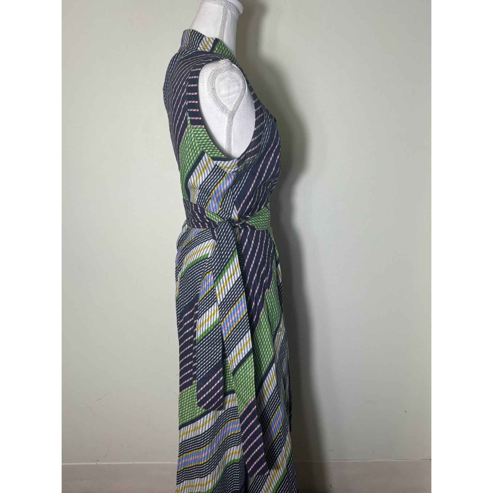 Tory Burch Navy Green Pink Wrap Dress Sz 2