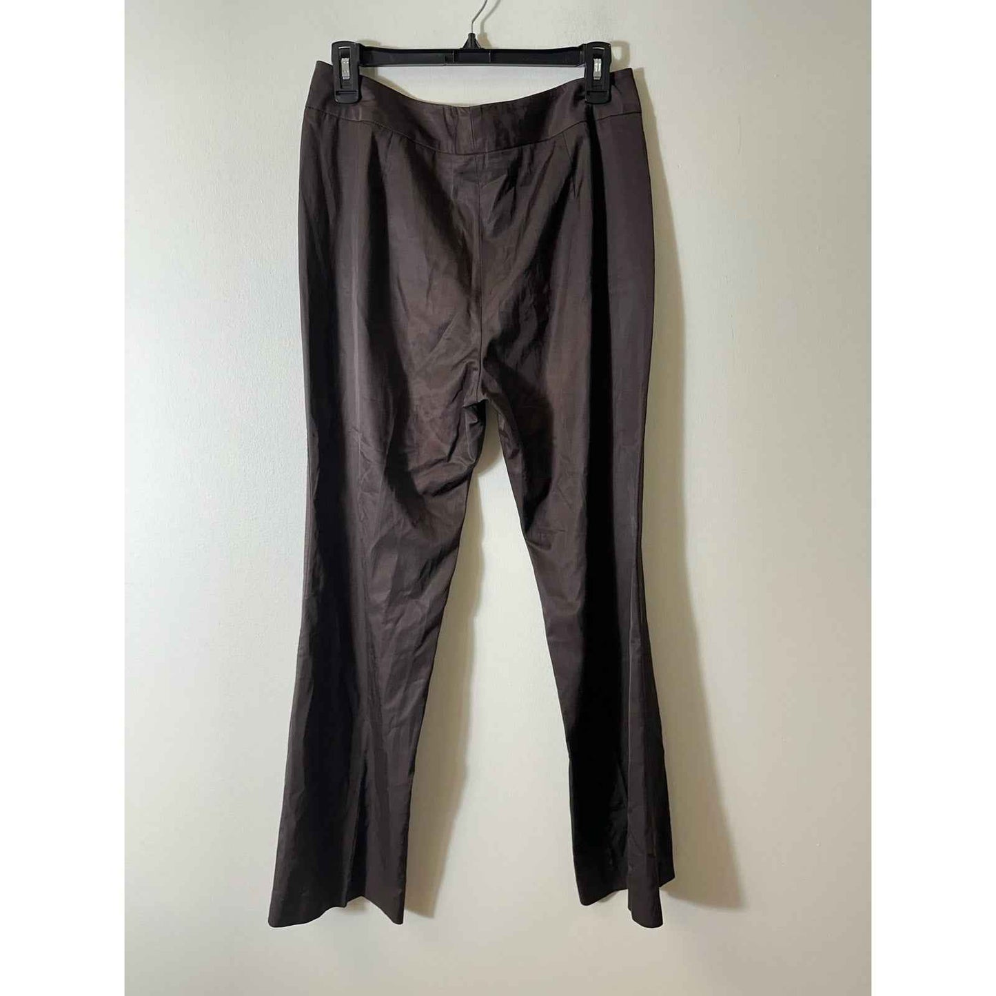 Adrienne Vittadini Brown Satin Straight Leg Dress Pants Sz 8