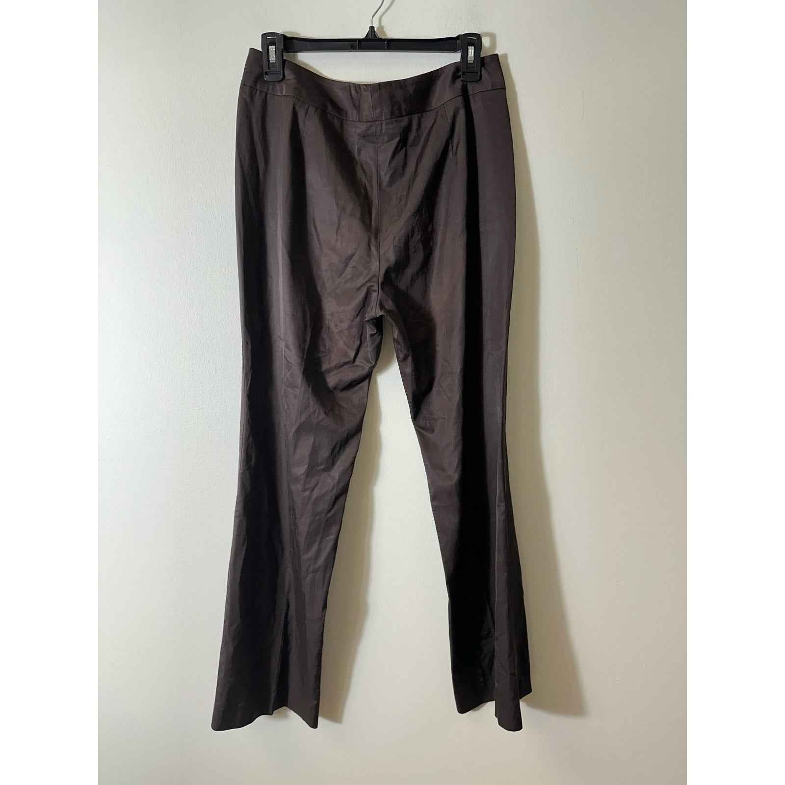 Adrienne Vittadini Brown Satin Straight Leg Dress Pants Sz 8