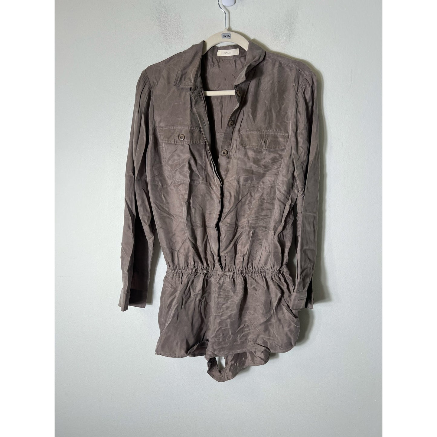 Capulet Brown Long Sleeve Button Up Peplum Shirts Sz S