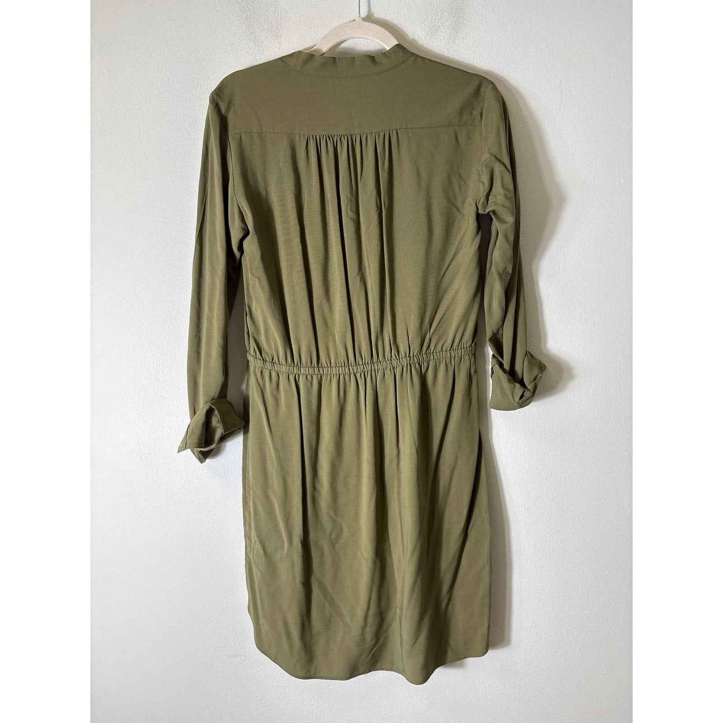 Gap Army Green Long Sleeve Knee Length Rayon Dress Sz XS
