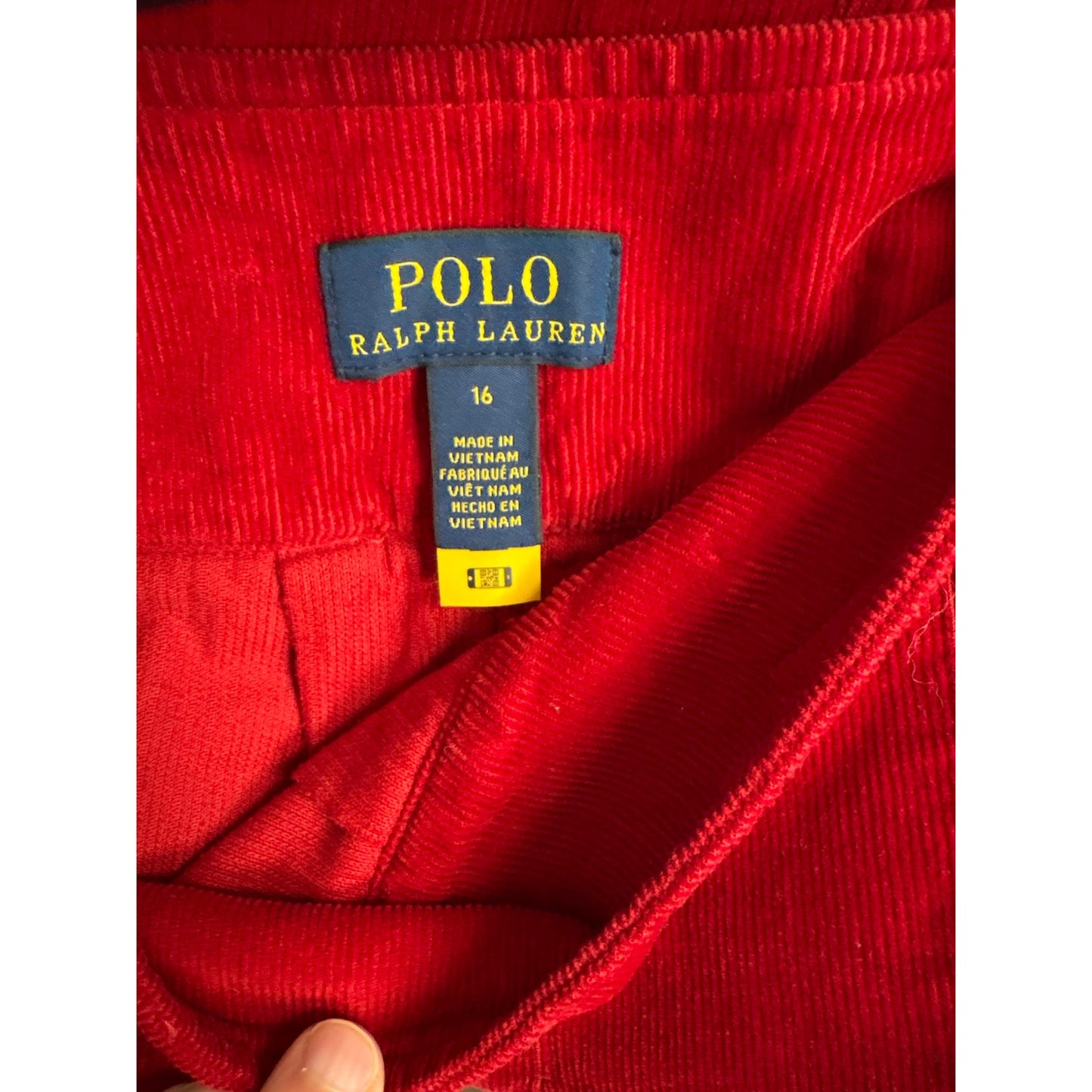 Girls Polo Ralph Lauren Red Cordoroy Pleated Mini Skirt Sz 16