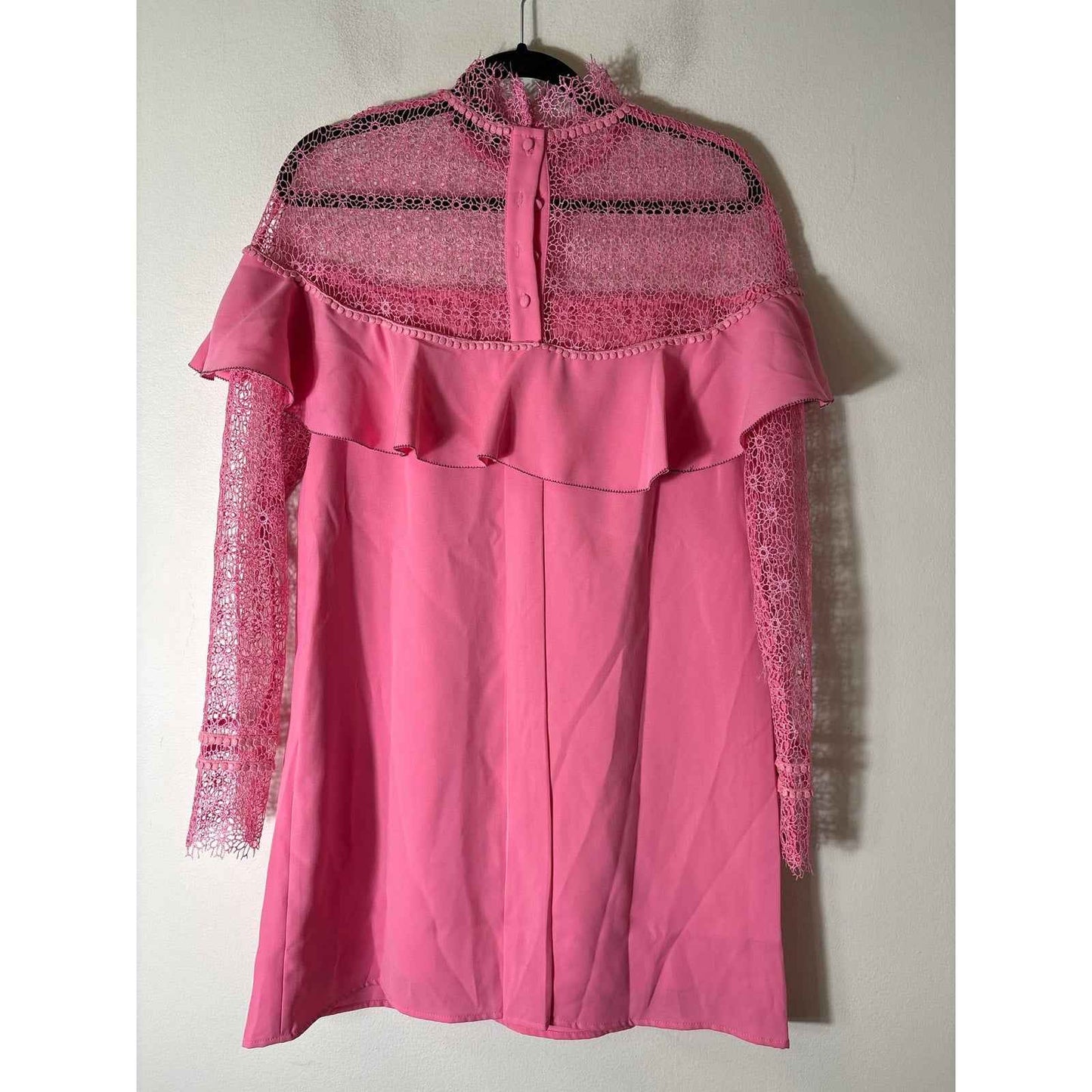 Sugar Lips Bubble Gum Pink Long Sleeve Mesh Knee Length Dress Sz S