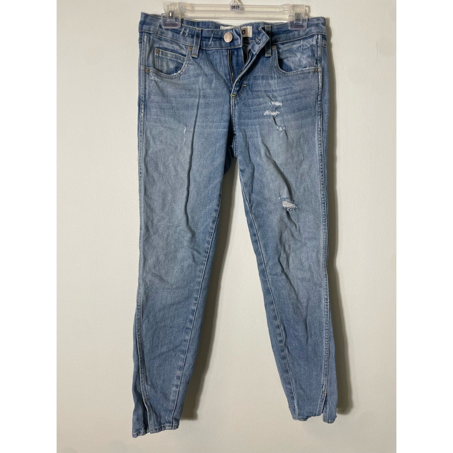 Amo Distressed Skinny Slit Ankle Jeans Sz 26