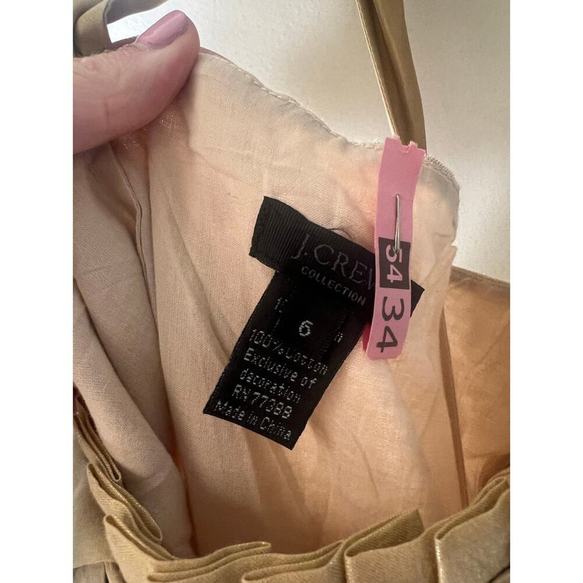 J Crew Beige Cotton Sleeveless Knee Length Dress Size 6