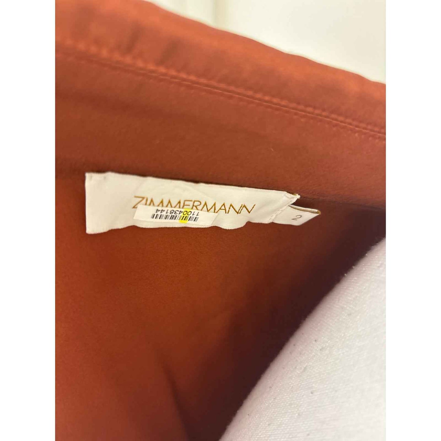 Zimmerman Rust Silk Wrap Midi Dress Sz 2